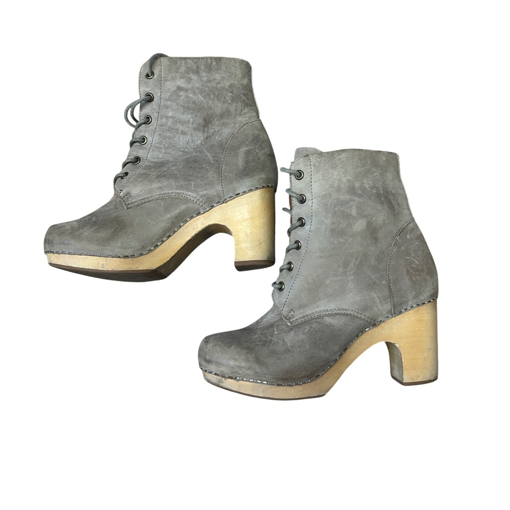 Woodies by Jeffrey Campbell Suede Lace‎ Up Shearling Lined Clog Boots Size 8